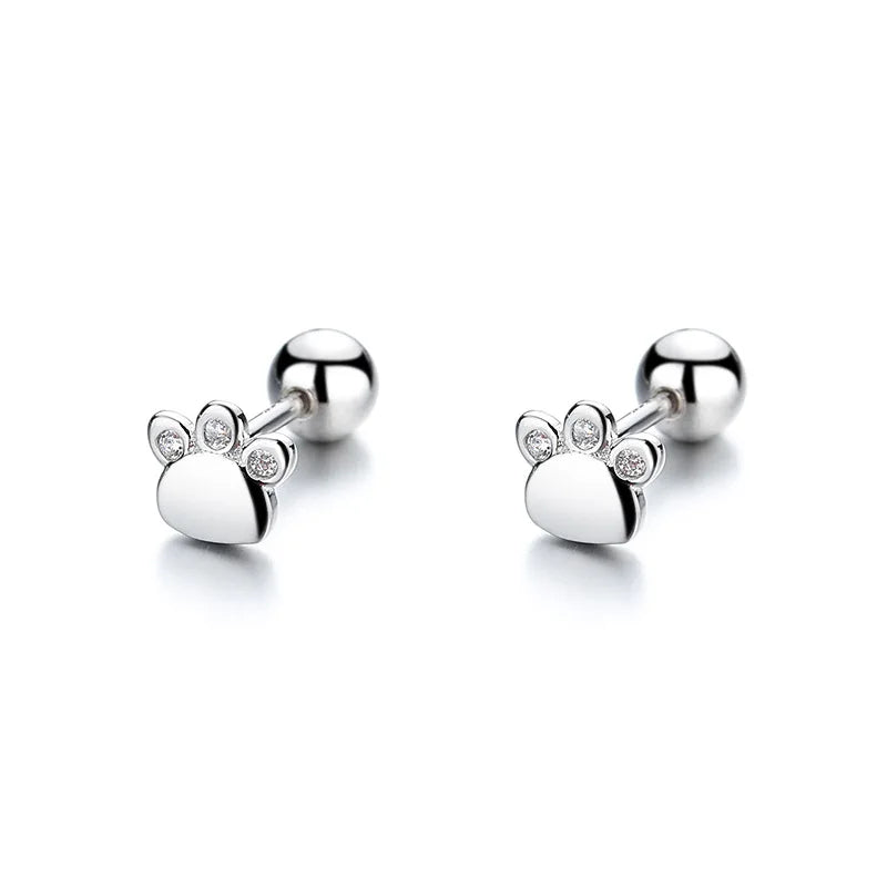 TrustDavis Real 925 Sterling Silver Fashion Flower Claws Screw Earring For Women Wedding Party Fine Minimalist Jewelry DA2194
