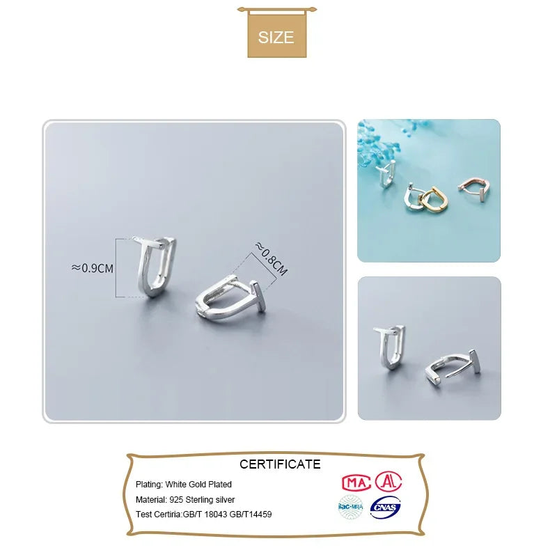 TrustDavis Real 925 Sterling Silver Fashion Geometric Letter T Charm Hoop Earrings For Women Wedding Party Fine Jewelry DA2164