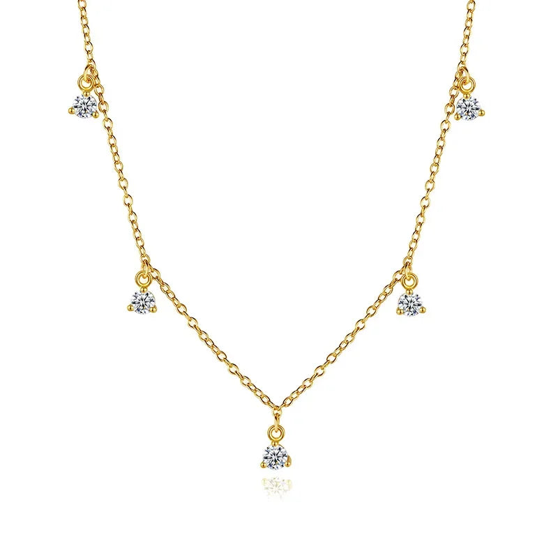 Dazzling CZ Cross Heart Star Pendant Short Necklace DS2485