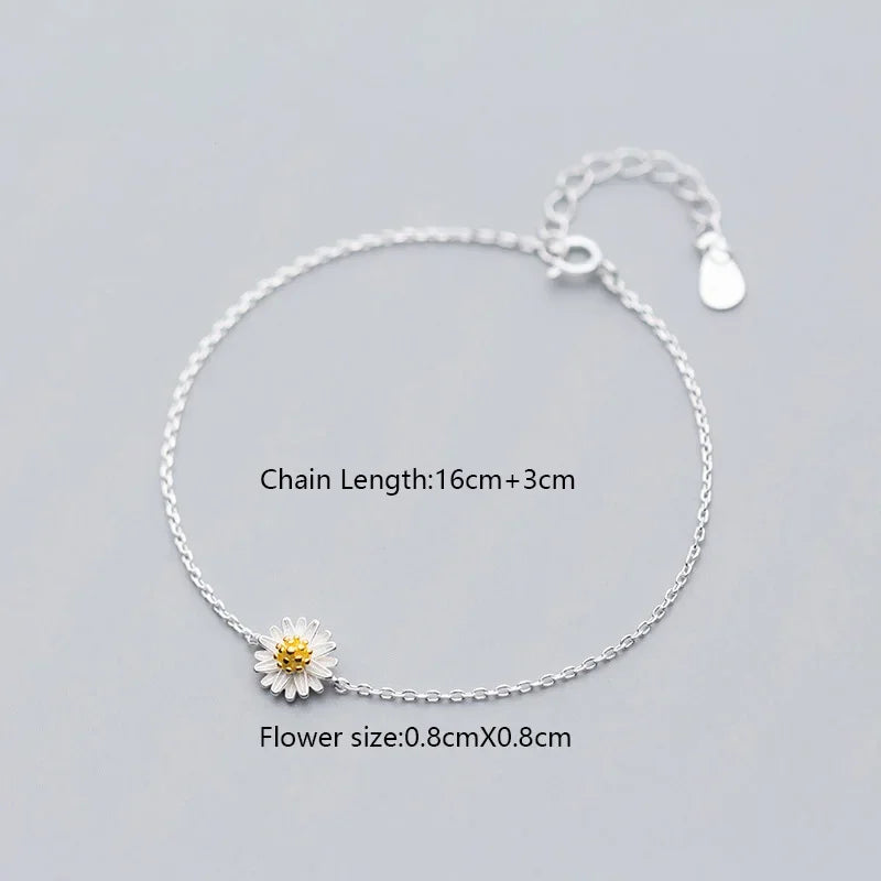 Trustdavis 925 Sterling Silver Chrysanthemum Earring Necklace Bracelet For Women Silver 925 Jewelry DA445