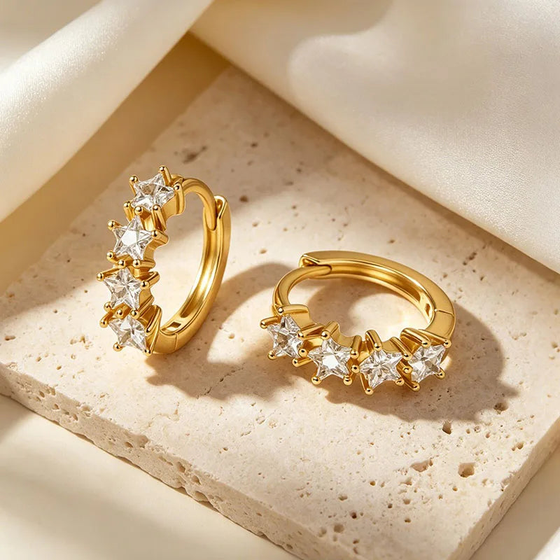 Star Zircon Hoop Earrings DS5019