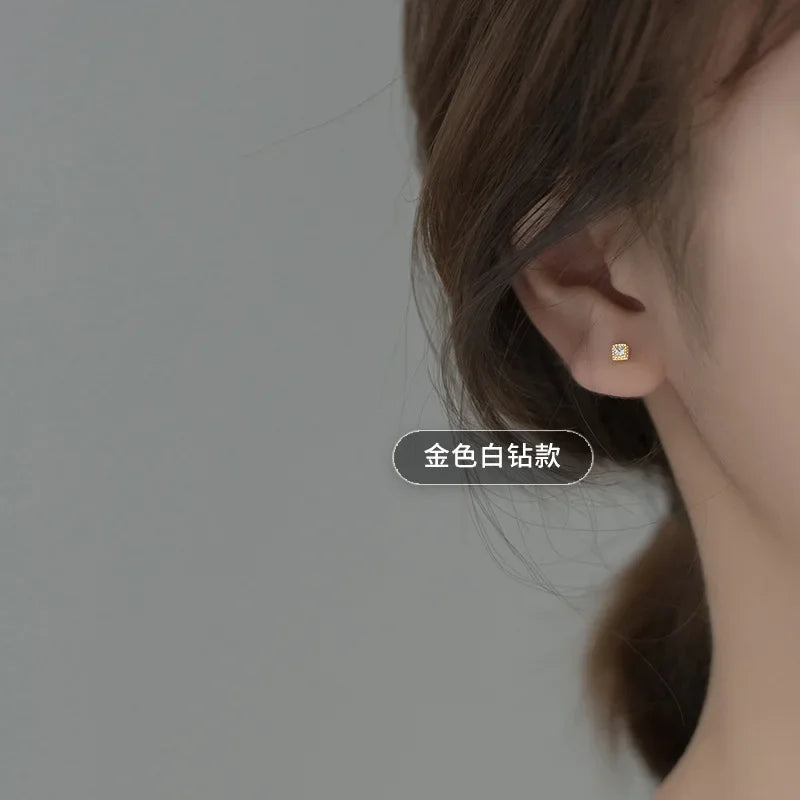 Square Shiny Screw Stud Earrings DB1090