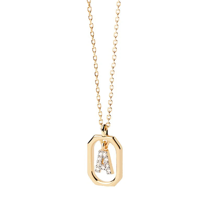 Square Hollow 26 Letter Necklace DS4772
