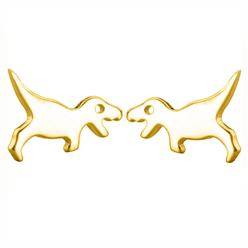 925 Sterling Silver Jewelry Cute Small Dazzling Dinosaur Stud Earrings DT44