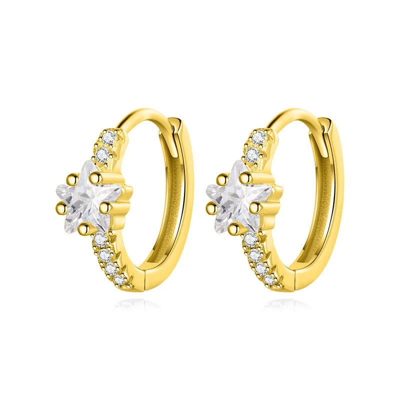 TrustDavis Genuine 925 Sterling Silver Minimalist Office Star Hoop Earrings for Women Men Girls Anniversary Fine Jewelry DA3213