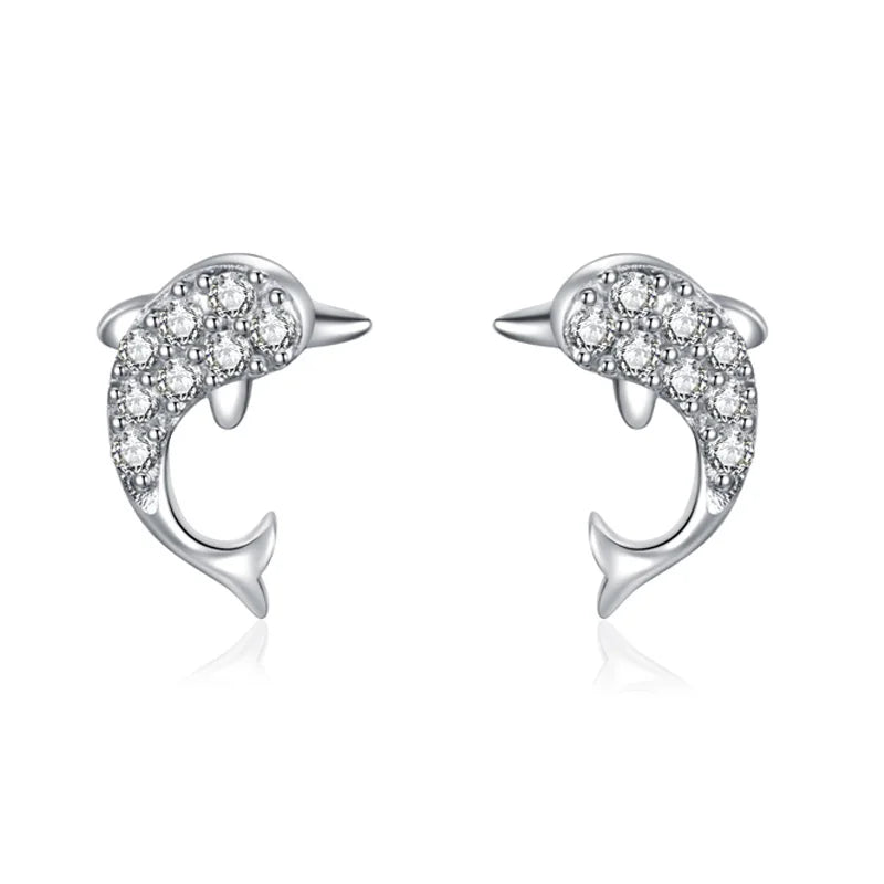 Cute Symmetrical Dolphins Stud Earrings DA1398