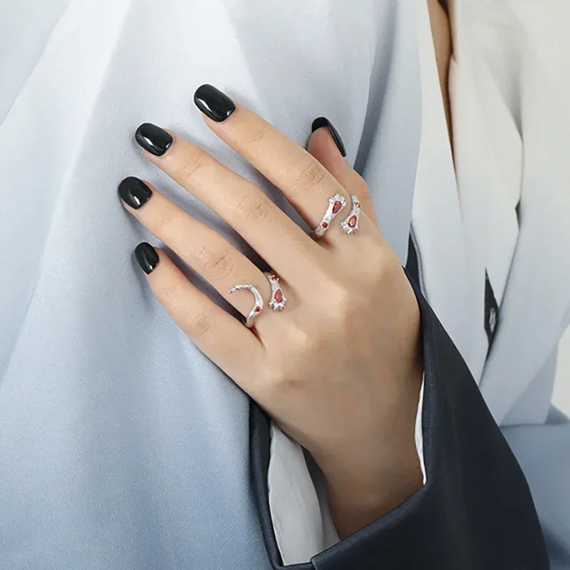 TrustDavis S925 Solid Sterling Silver Cute Cat Claw Cocktail Opening Ring for Women Grils Party Fine Jewelry Wholesale DS3863