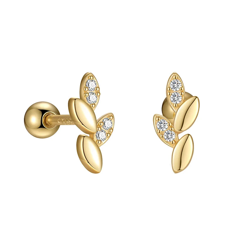 Fashion and Minimalist Leaf Screw Earrings for Women DS4961