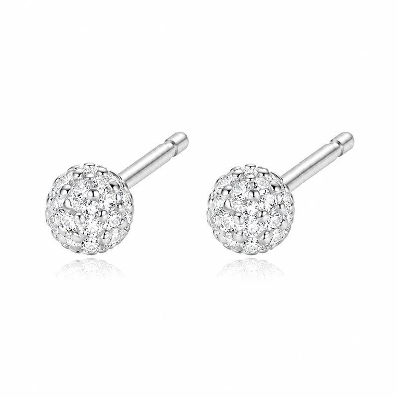 Round and Bow Zircon Stud Earrings DS4914