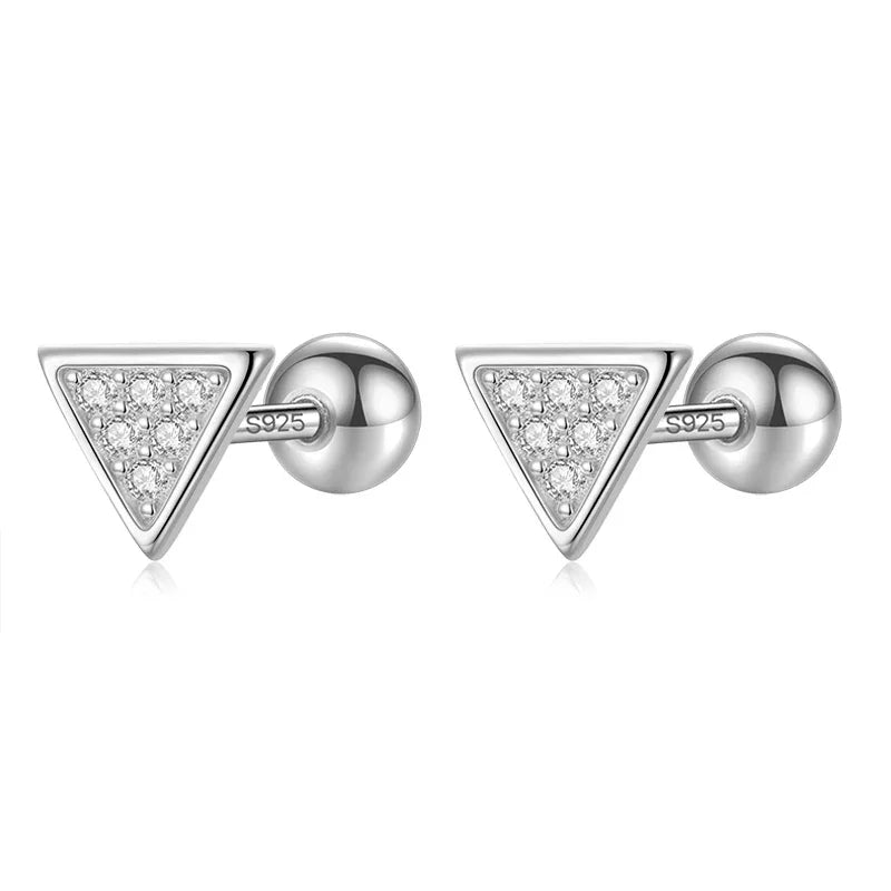 Triangle Round CZ Screw Stud Earrings DA2445