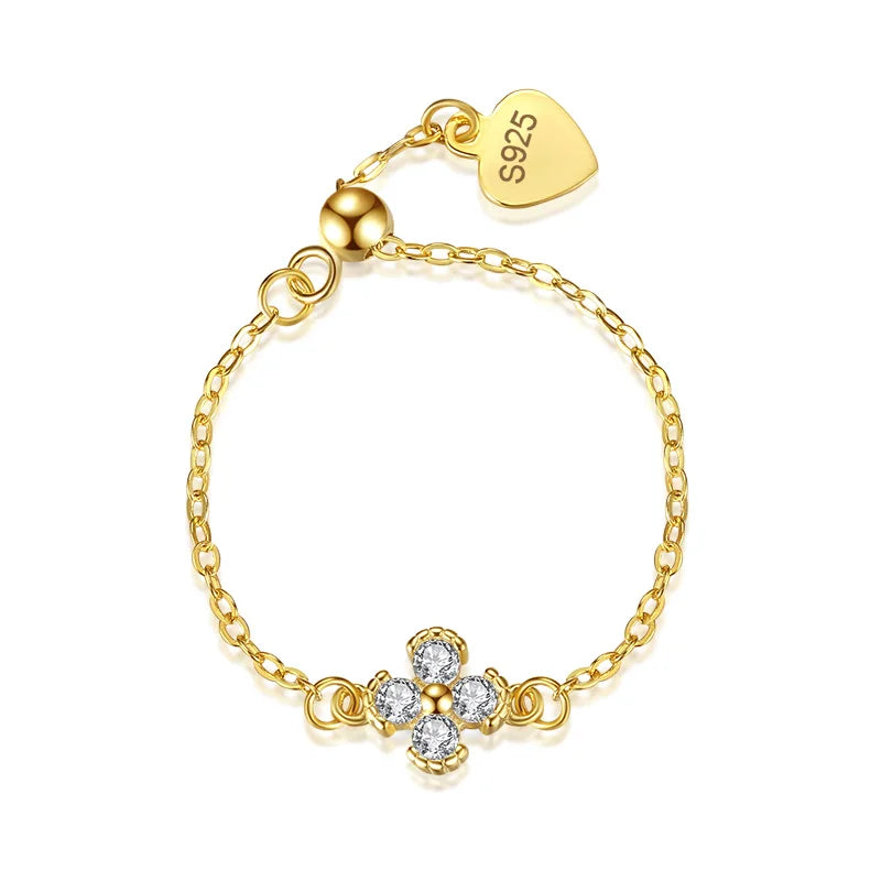 Gold Flower Infinite Chain Opening Ring DA2787