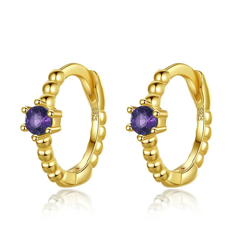 Trustdavis Real 925 Sterling Silver Fashion Colorful Zircon Charming Small Earrings For Women Rock Unisex Party Jewelry DA2645