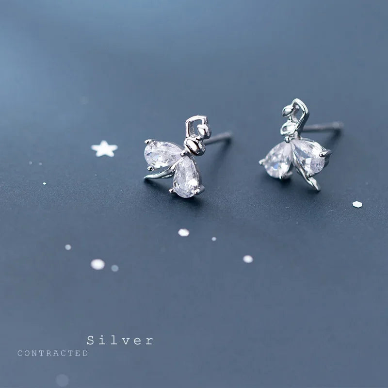 TrustDavis Original 925 Sterling Silver Ballet Dancer CZ Stud Earrings For Women Wedding Party Valentine's Day Jewelry DA2798