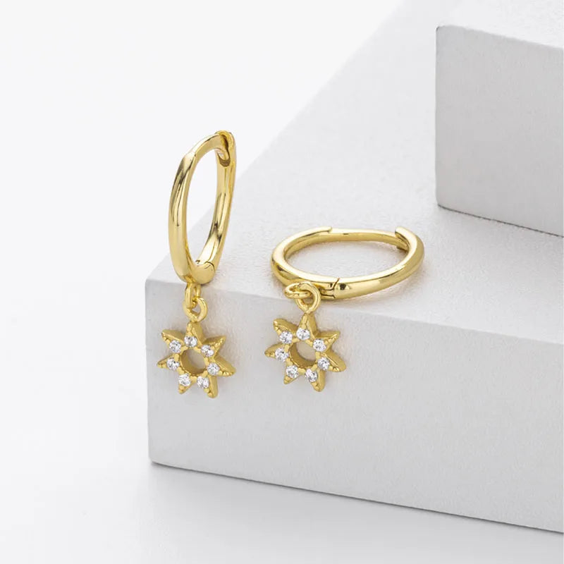 Hollowed-out Star Zircon Stud Earrings DS4910