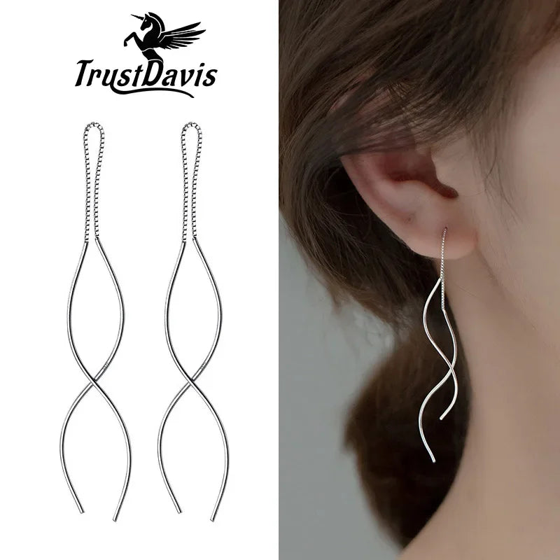 Dangle Earrings 12cm Chain Linked Double Stick DB1151