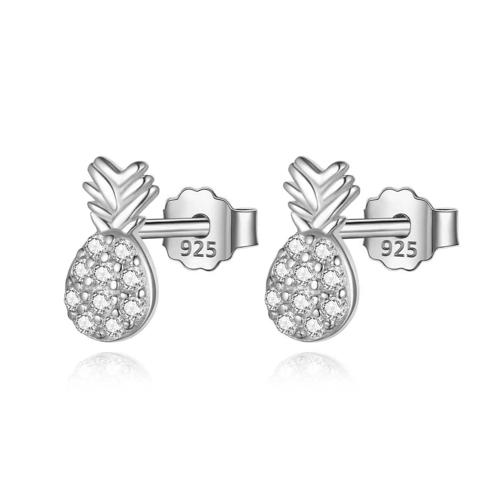 TrustDavis Fashion Real 925 Sterling Silver Sweet Cute Fruit Pineapple Stud Earrings For Women Office Lady Fine Jewelry DS4502