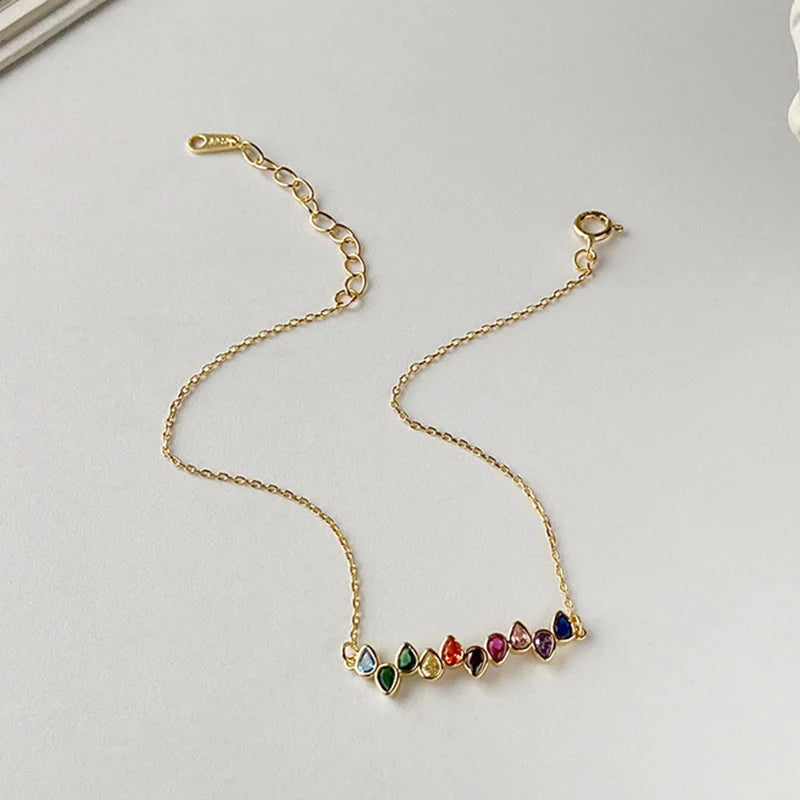 Trustdavis Minimalist Authentic 925 Sterling Silver Fashion Water Drop Colour CZ Bracelets For Women Wedding S925 Jewelry DA2066