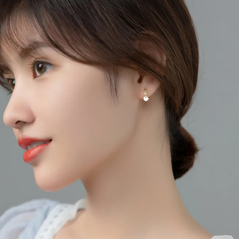 Disc Pendant Crystal Zircon Hoop Earrings DA2428