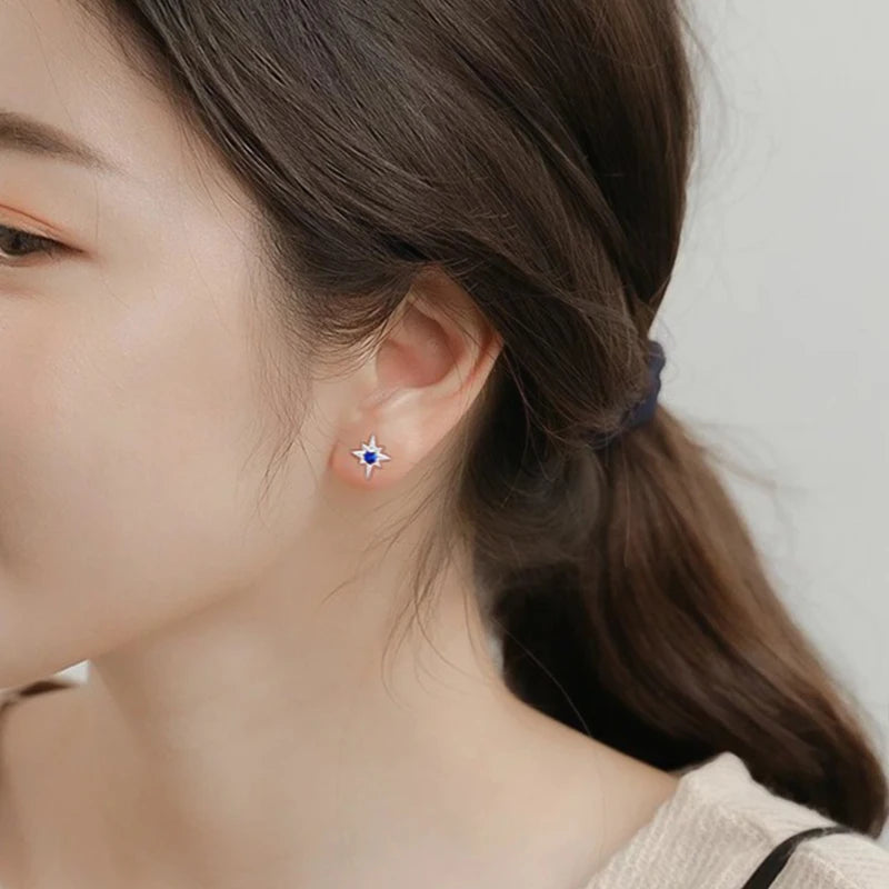 TrustDavis Girls 925 Sterling Silver Star Earrings Zircon Stud for Women Wedding Party Fine Jewelry Wholesale DS4577