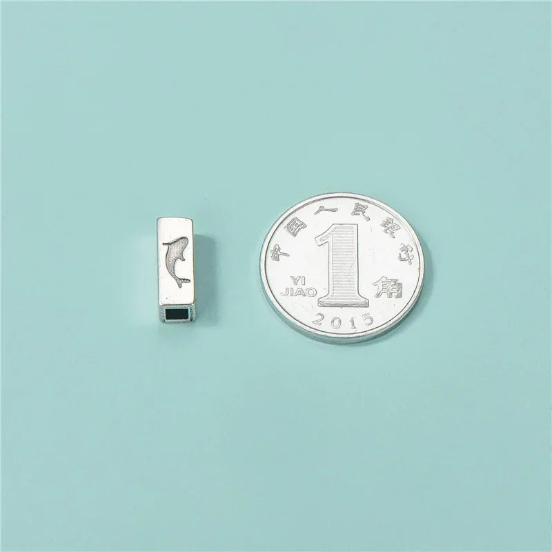 Square Dolphin Tube Charm Beads Pendant Handmade DIY Accessories HY404