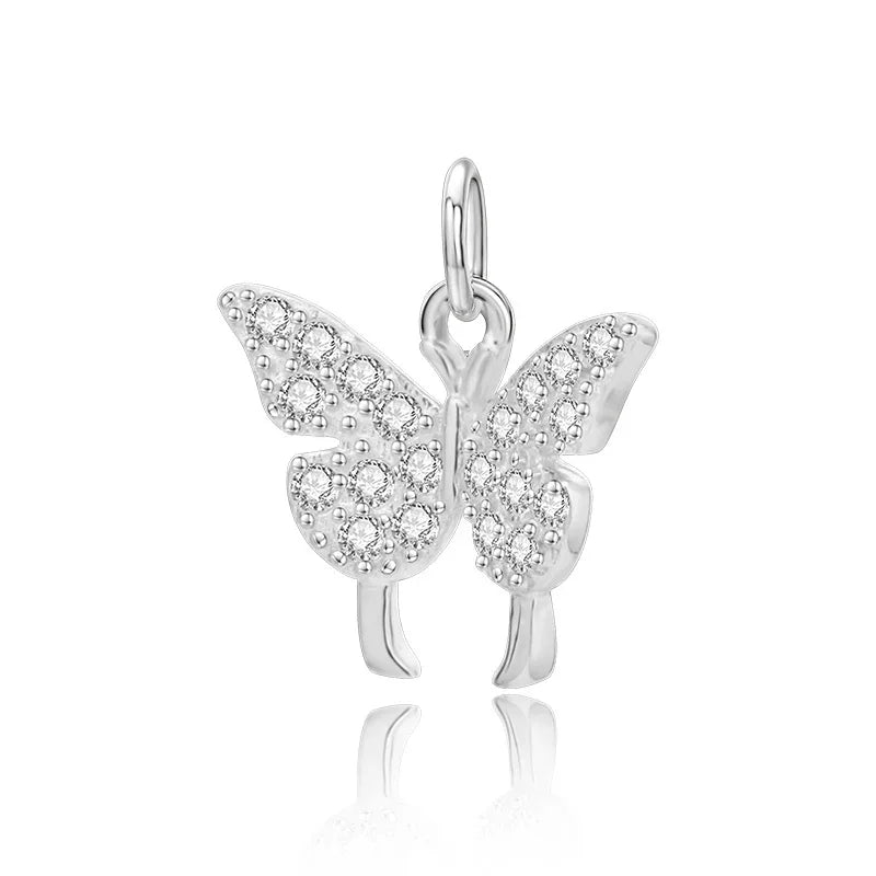 Butterfly Zircon Charm Pendant Handmade DIY Accessories Fine Jewelry HY301