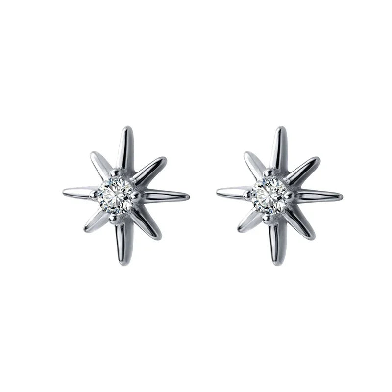 Trusta 100% 925 Sterling Silver Stud Earrings Star Ray New Style Fine Real Silver Jewelry for Daughter Birthday Gift DS1350