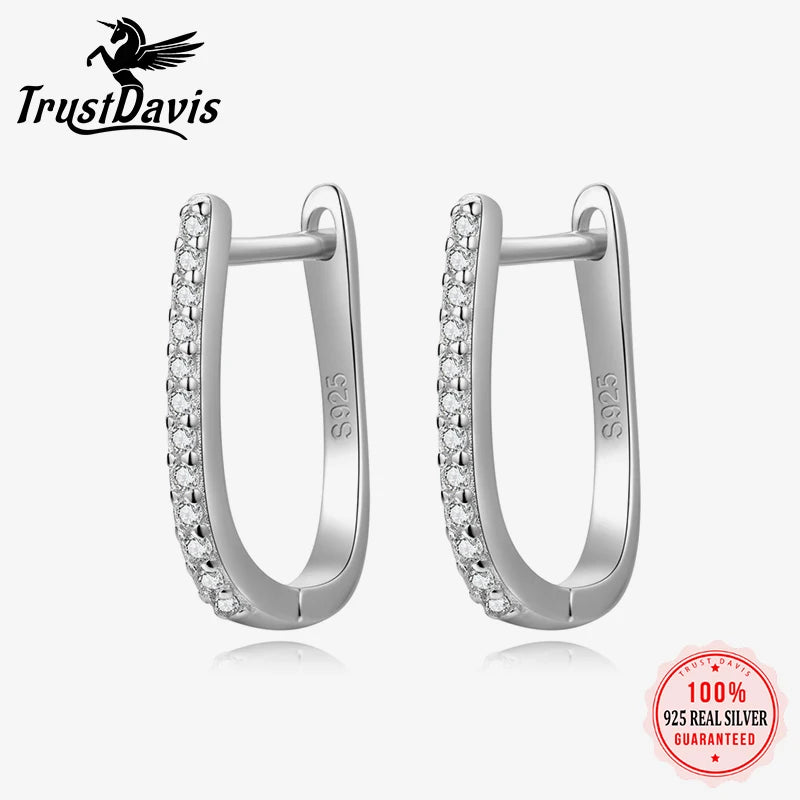 Romantic U-shaped zircon Hoop Earrings DA3232