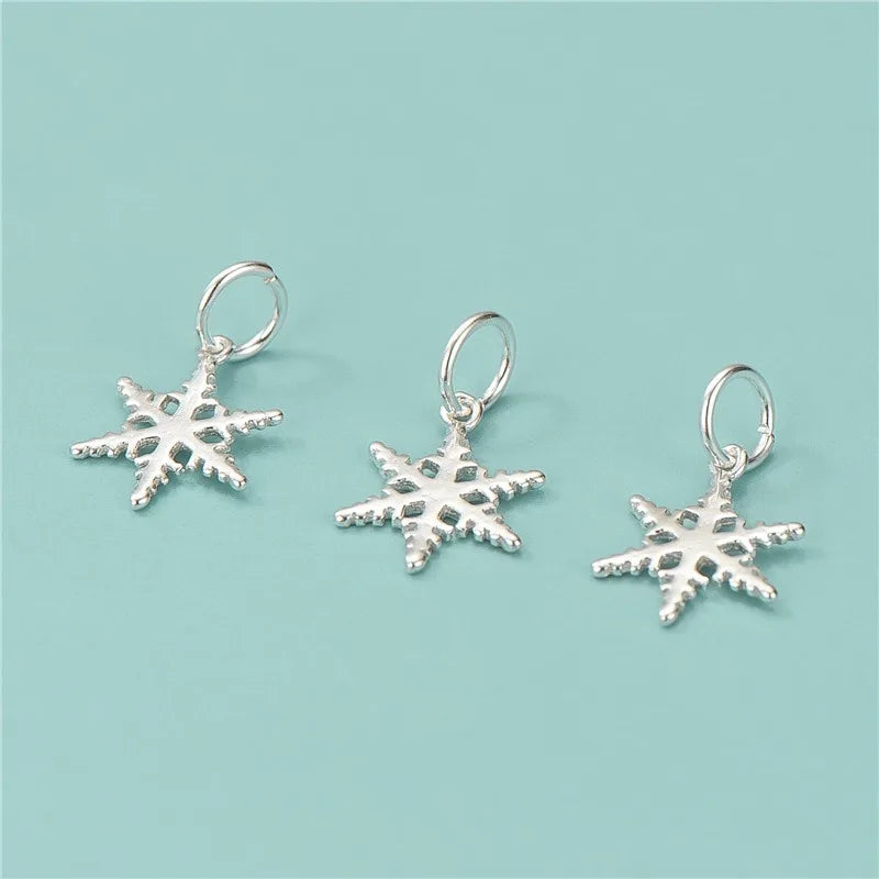 TrustDTrustDavis Real 925 Sterling Silver Romantic Mini Snowflake Charm Pendant Handmade DIY Accessories Wholesale DZ1759