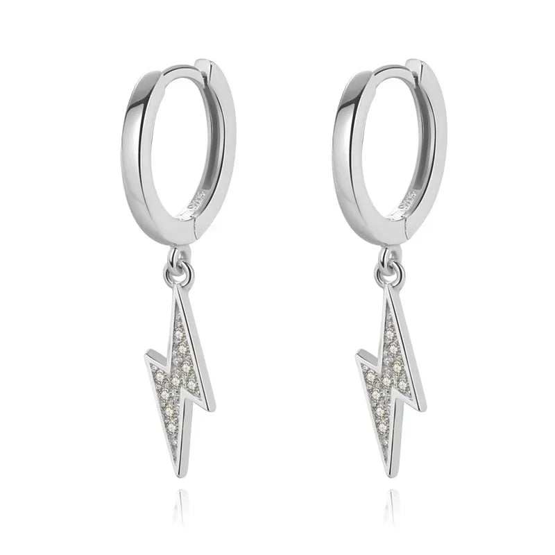 Trustdavis Minimalist 925 Sterling Silver Sweet Lightning CZ Charm Drop Earring For Women Wedding Party Jewelry Gift DA491-L