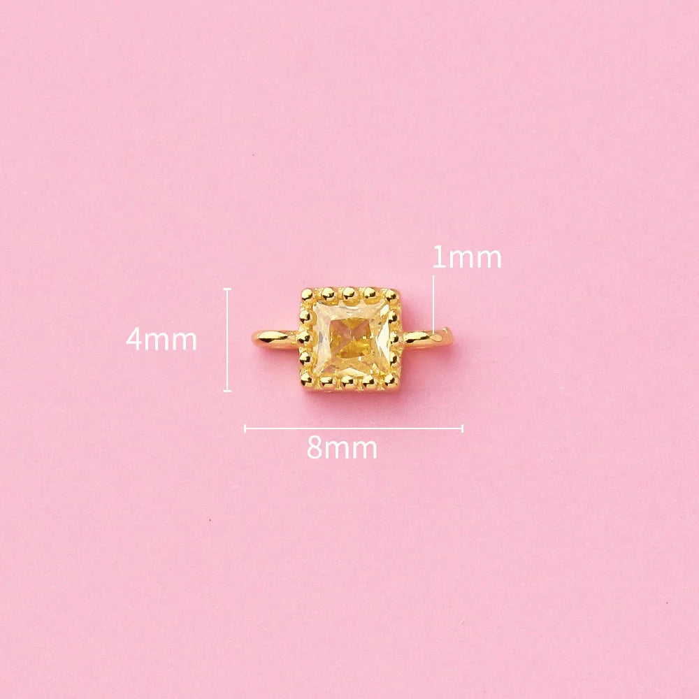 Simple Double Ring Square Charm Pendant Handmade DIY Accessories DZ1659