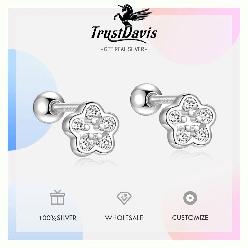 Flower Zircon Silver Earrings DS4894