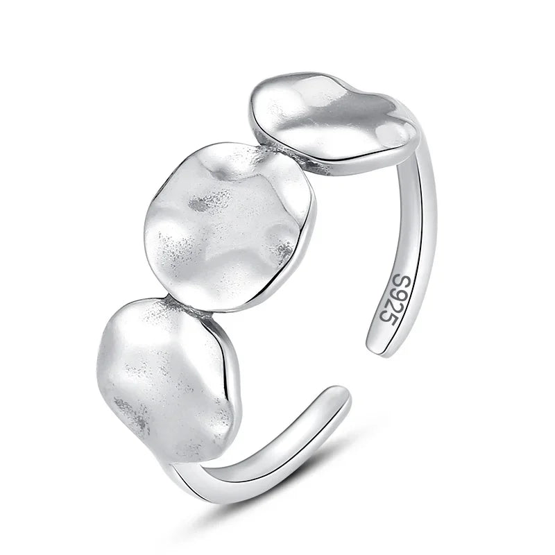 TrustDavis Real 925 Sterling Silver Fashion Sweet Irregular Ellipse Opening Ring For Women Wedding Party Fine Jewelry DB1032