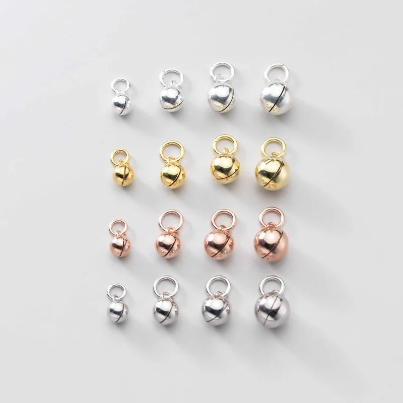 TrustDavis Real 925 Sterling Silver Glossy Round Small Bell Charm Pendant Handmade DIY Accessories Jewelry Wholesale DZ1792