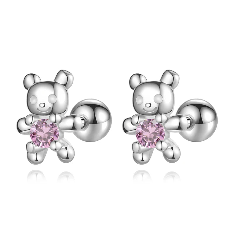 Cute Pink Diamond Bear Stud Earring DB1428