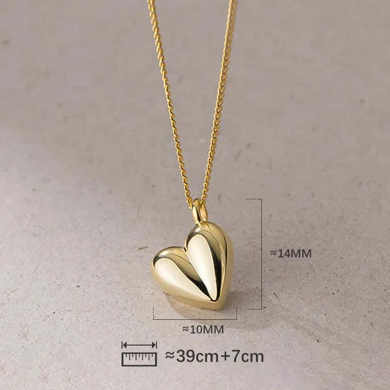 TrustDavis Girls 925 Sterling Silver Heart Pendant Love Necklace For Women Daugther Girl Birthday Gift Fine Jewelry DS4155