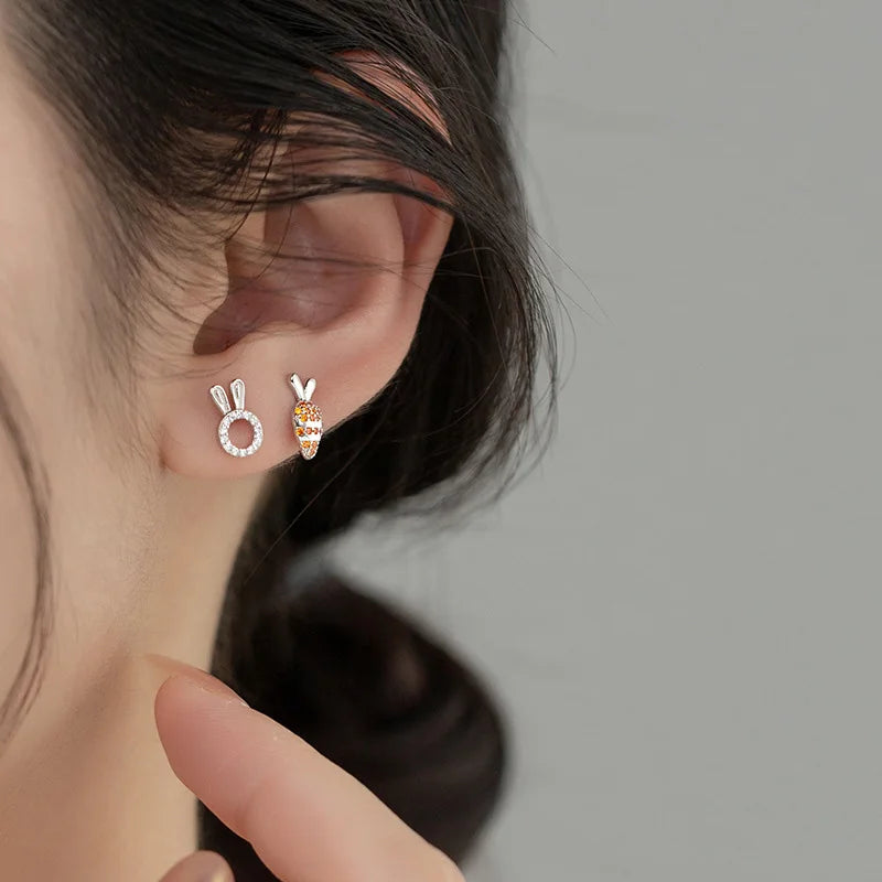 Rabbit Carrot Stud Earrings DS4014