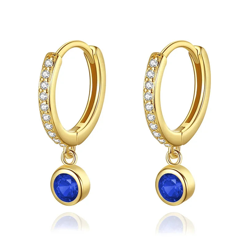 Trustdavis Real 925 Sterling Silver Round Pendant Hoop Earrings For Women Wedding Party Fine Colour Dazzling Jewelry DA2739