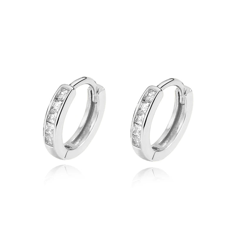 TrustDavis Real 925 Sterling Silve Hoop Square Cat's Paw Heart CZ Pendant Hoop Earrings For Daughter Girls Women Jewelry DG0190