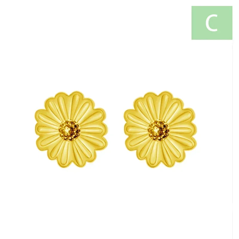 Real 925 Sterling Silver Charm Flower Stud Earrings DS4635