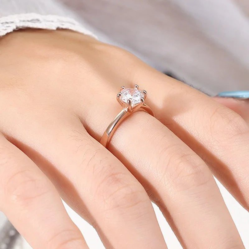 TrustDavis Real 925 Sterling Silver Fashion Six Claw Couple Ring Empty Stand Handmade DIY Accessories Wholesale DZ1688