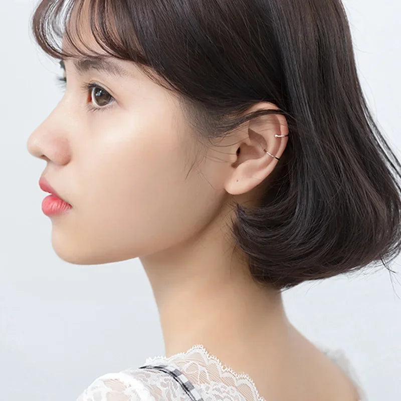 TrustDavis 2pcs 100% 925 Sterling Silver Beads Clip on Earrings Ear Cuff For Women Sterling Silver Jewelry Earring Gift DA399