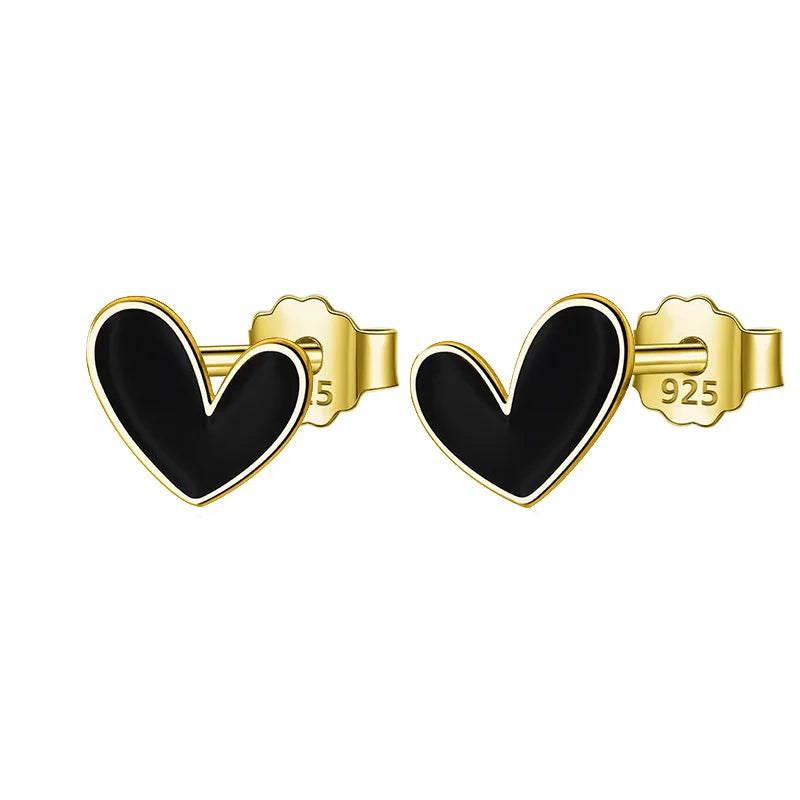 Black Heart Stud Earrings DS3199