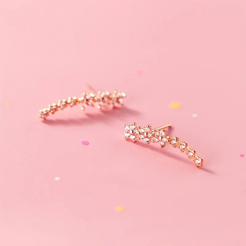 TrustDavis Real 925 Sterling Silver Fashion Sweet Star Dazzling CZ Stud Earrings For Women Wedding Fine Jewelry DA2390