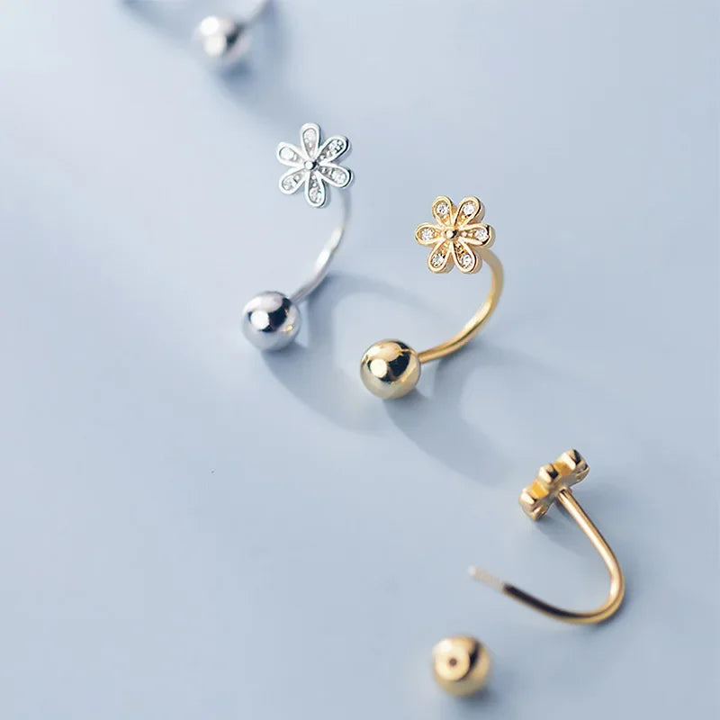 Flower CZ Screw Stud Earrings DA1799