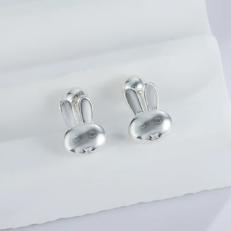 Trustdavis Real 925 Sterling Silver Rabbit Animal Cat Stud Earrings for Women Wedding Party Fine Jewelry DS4375