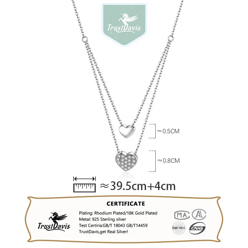 Double Heart Chain Necklace DB296