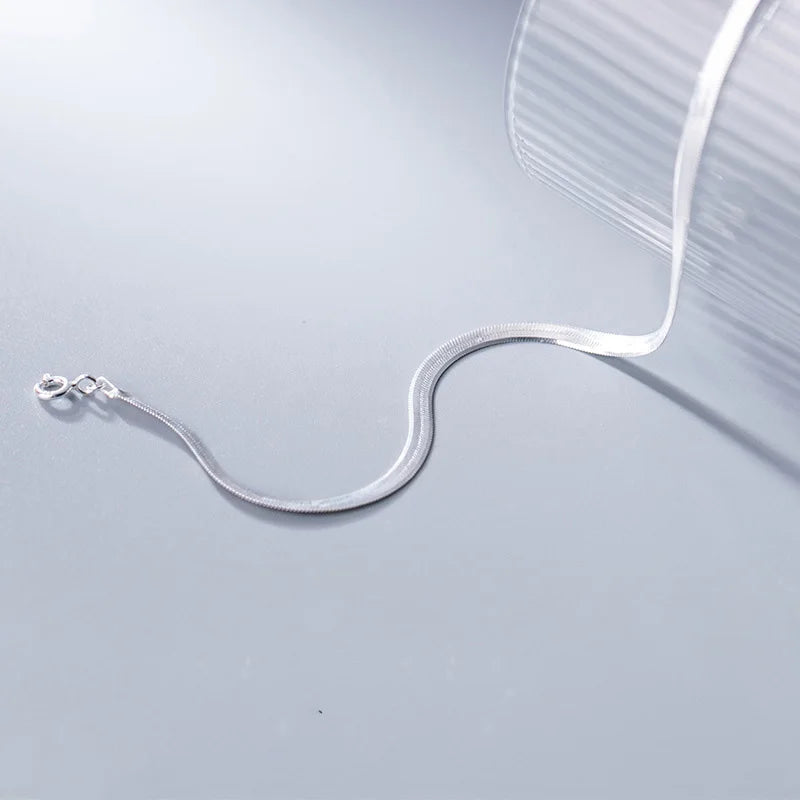 TrustDavis Real 925 Sterling Silver Fashion 3mm Width Snake Chain Clavicle Necklace For Women Wedding Party Fine Jewelry DA1887