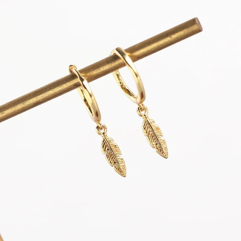 Minimalist INS Feather Hoop Earrings DA781