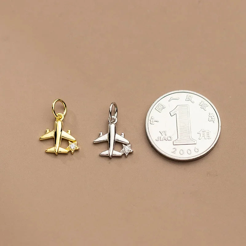 Plane Aircraft Shiny Charms Pendant DIY Accessories HY300