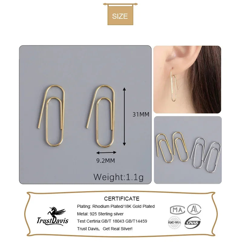 Clips Pin Ear Hook Charm Stud Earrings DA666